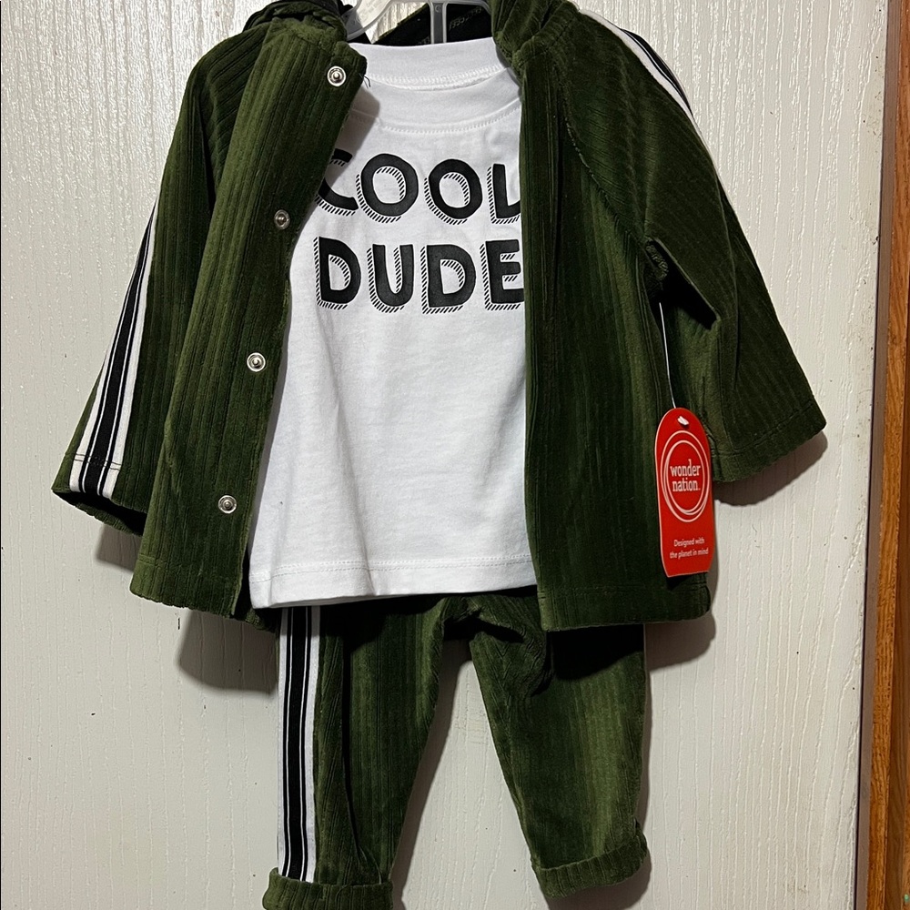 Wonder Nation Green Corduroy Outfit with Graphic Tee